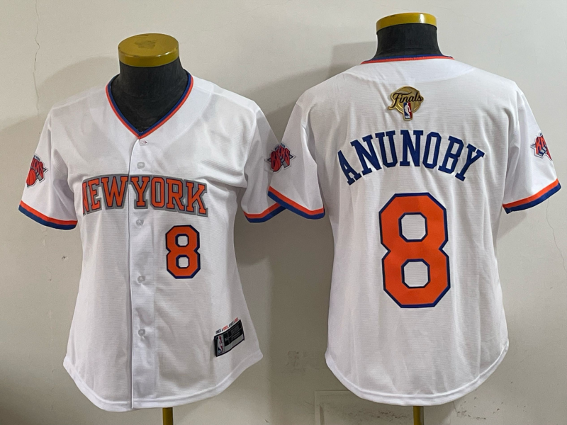 Youth New York Knicks #8 Anunoby white 2026 Nike NBA jersey 0627001